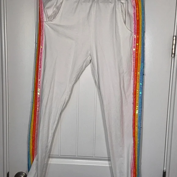 Lola + The Boys White Track Pants - Picture 3 of 3